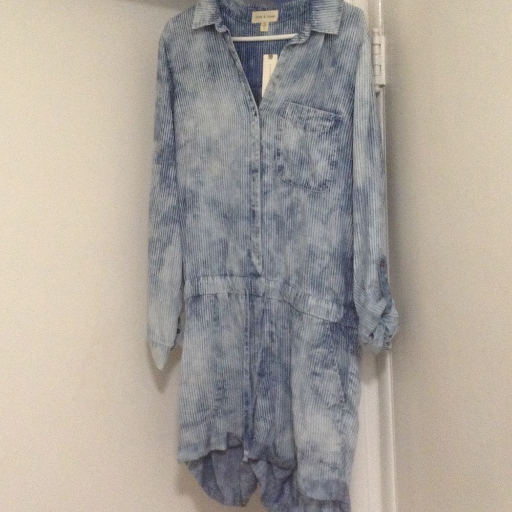 Anthropologie denim striped jumpsuit